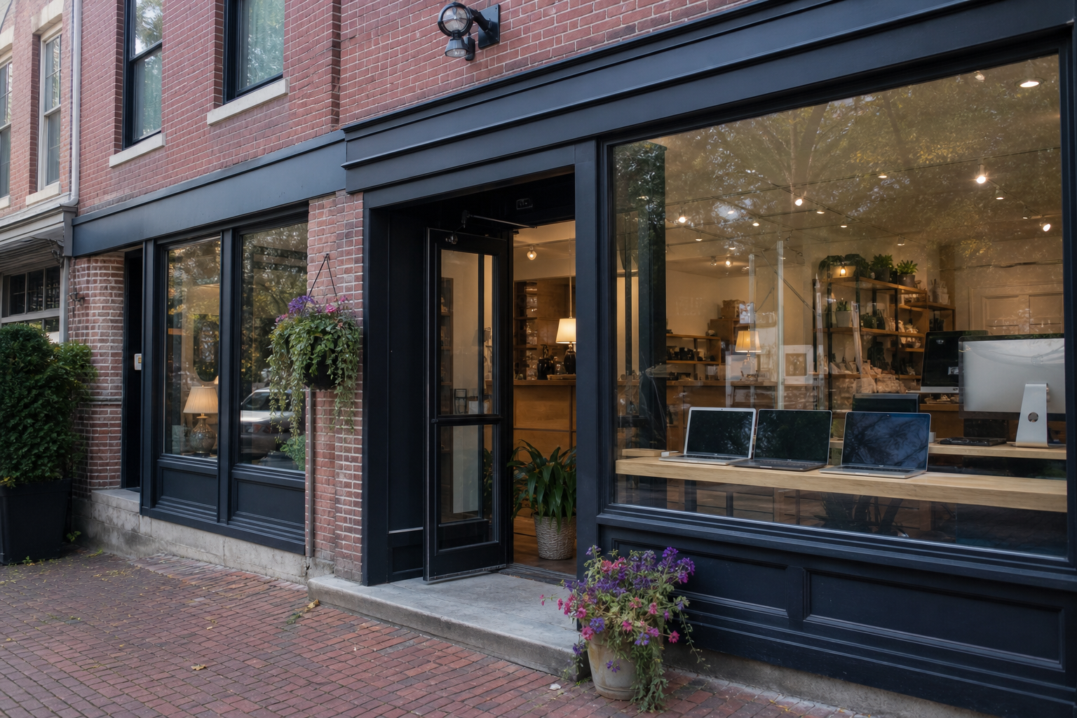 Storefront of Computers for Change on College Street in downtown Burlington